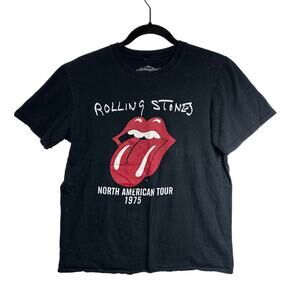 The Rolling Stones North American Tour 1975 T-Shirt Black Lips Logo Size M
